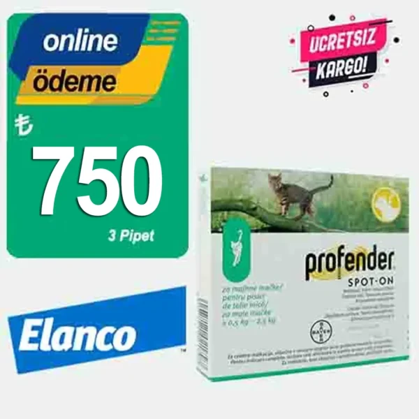 3 Pipet Profender 0,5-2,5 Kg arası Kedi için İç Parazit Damlası