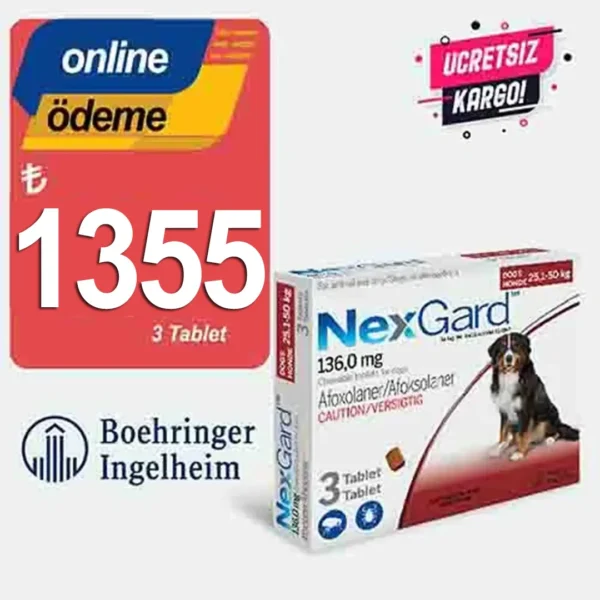 Nexgard 25-50kg arası Köpekler için Dış Paraziter Tablet XL 136 MG
