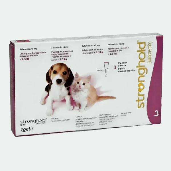 STRONGHOLD 2.5 Kg altı Yavru Kedi ve Köpek için İç Dış Parazit Ense Damlası