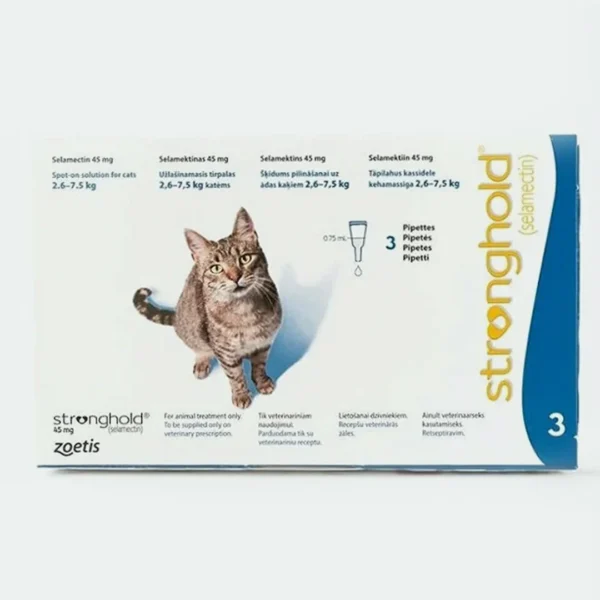 4 KUTU STRONGHOLD 2.6-7.5 Kg Kediler İçin İç Dış Kedi Parazit Damlası 45 MG